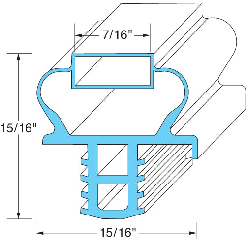 23 1/8 in x 59 in 4-Sided Magnetic Door Gasket for Delfield - Replaces Delfield 1702751