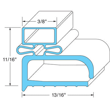 9 7/8 in x 21 1/8 in 4-Sided Magnetic Drawer Gasket Replaces Randell IN GSK225 21-1