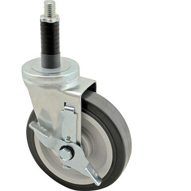 Standard-Duty 5" Stem Caster with Brake Gray polyurethane wheel with plastic hub