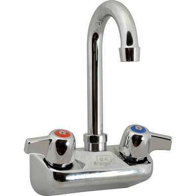 BK Resources BKF-W-3G-G 4 in Wall Mount Hand Sink Faucet w/ Gooseneck Spout