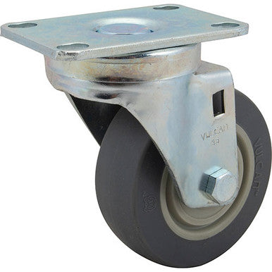 Medium-Duty 3-1/2" Plate Caster Gray rubber wheel with plastic hub
