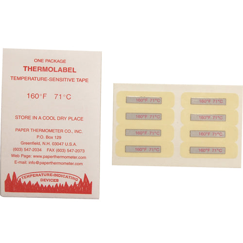160°F Thermolabel® Dishwasher Temperature Test Labels White