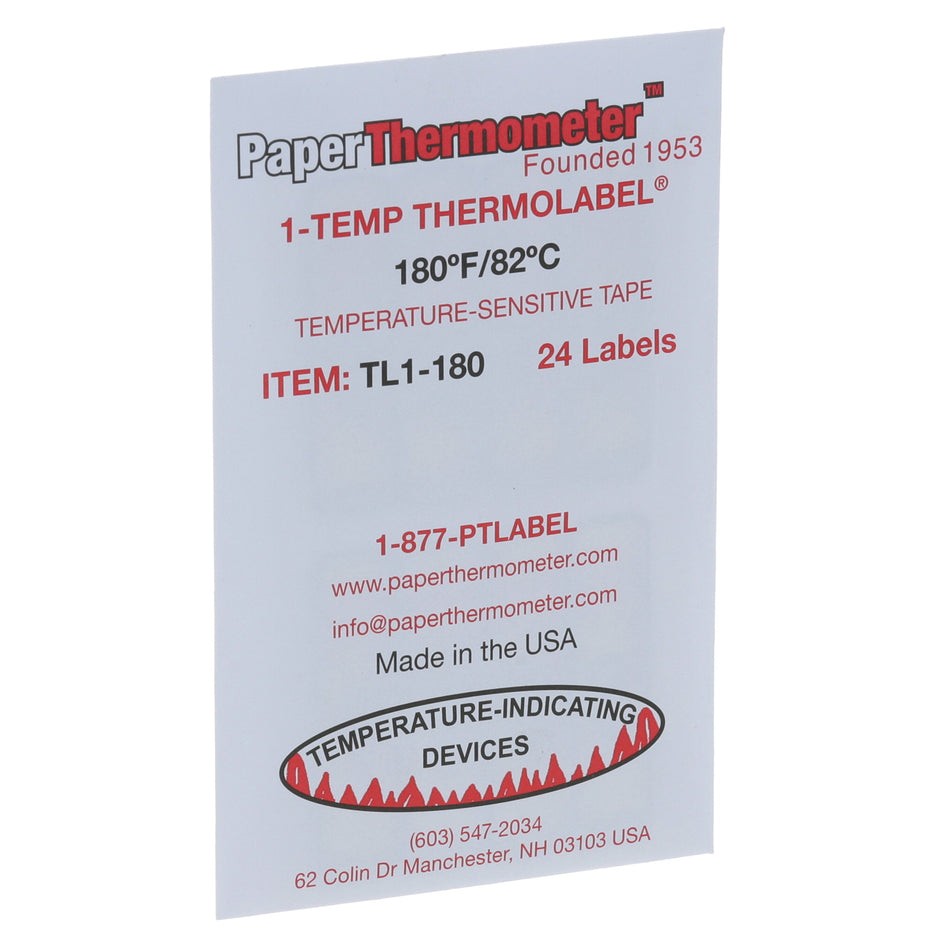 180°F Thermolabel® Dishwasher Temperature Test Labels White