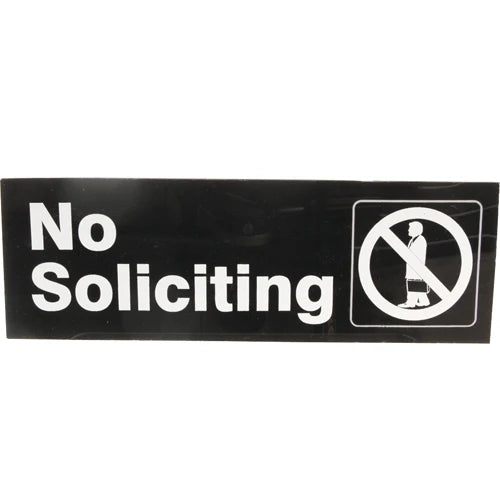 Sign,No Soliciting, , Blk,3X9 in. Rectangle - Replaces Traex 4527