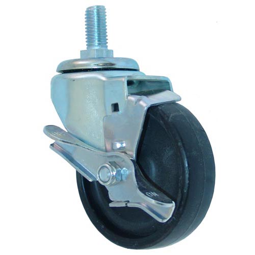 Threaded Stem Caster with 3 in Wheel and Brake – view 2