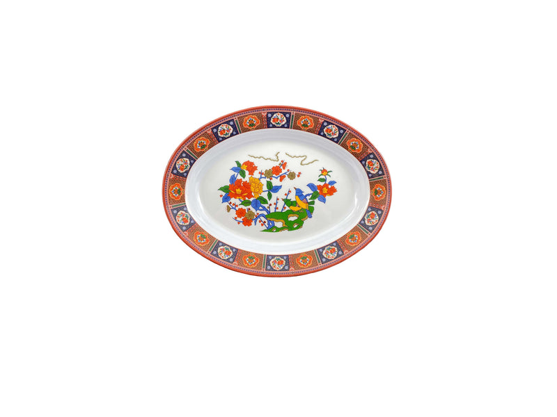 Thunder Group 2109TP 9 Inch 7 Oz Deep Oval Platter Break Resistant Melamine Peacock