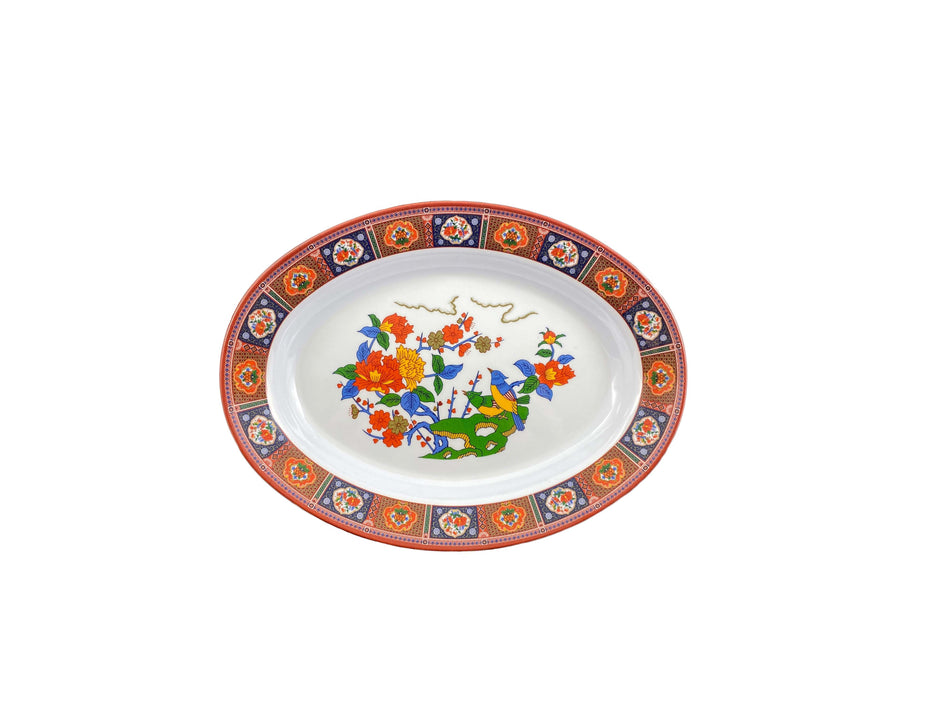 12 Pack 9 oz, 10" x 7-1/2" x 1-1/8", Deep Platter, Peacock Dinnerware, Melamine, BPA Free, Dishwasher Safe, Break-Resistant, Shatter-Resistant, No Microwave, No Oven, NSF