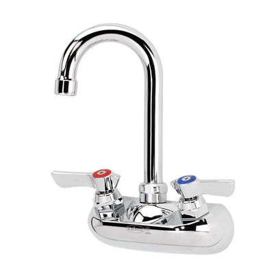 Krowne 10-400L 4 in Wall Mount Sink Faucet w/ 3 1/2 in Swivel Gooseneck Spout