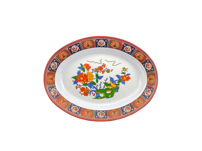 Thunder Group 2112TP 12 Inch 16 oz Deep Oval Platter Break Resistant BPA Free Melamine Peacock