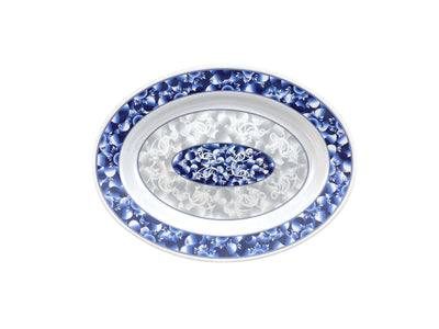 Thunder Group 2114DL 14 Inch Platter 28 Oz Oval Deep Break Resistant Melamine Blue Dragon