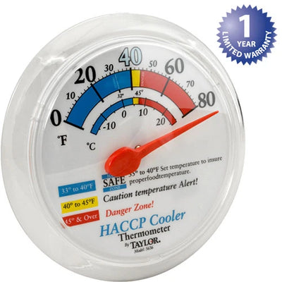 Taylor Precision Thermometer (6 in.Od, Wall, 0/80F) - 5636