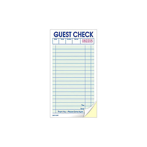 KNG 3141PAD 2 - Part Padded Green Guest Checks