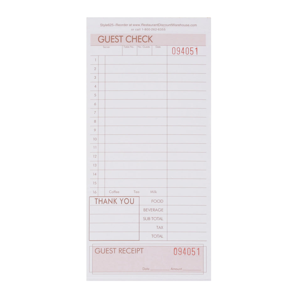 KNG 3170PAD 3 - Part Padded Guest Checks