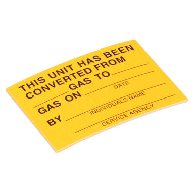 Gas Conversion Label Replaces Southbend 1163932
