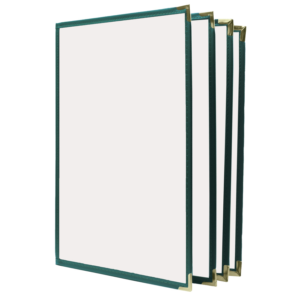 KNG 3973GRNGLD 8 1/2 in x 14 in 4 Page Green and Gold Menu Cover