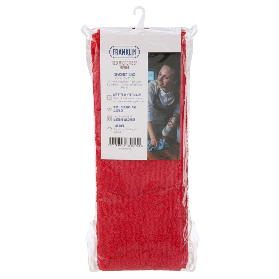 16 in x16 in Microfiber Towel Red