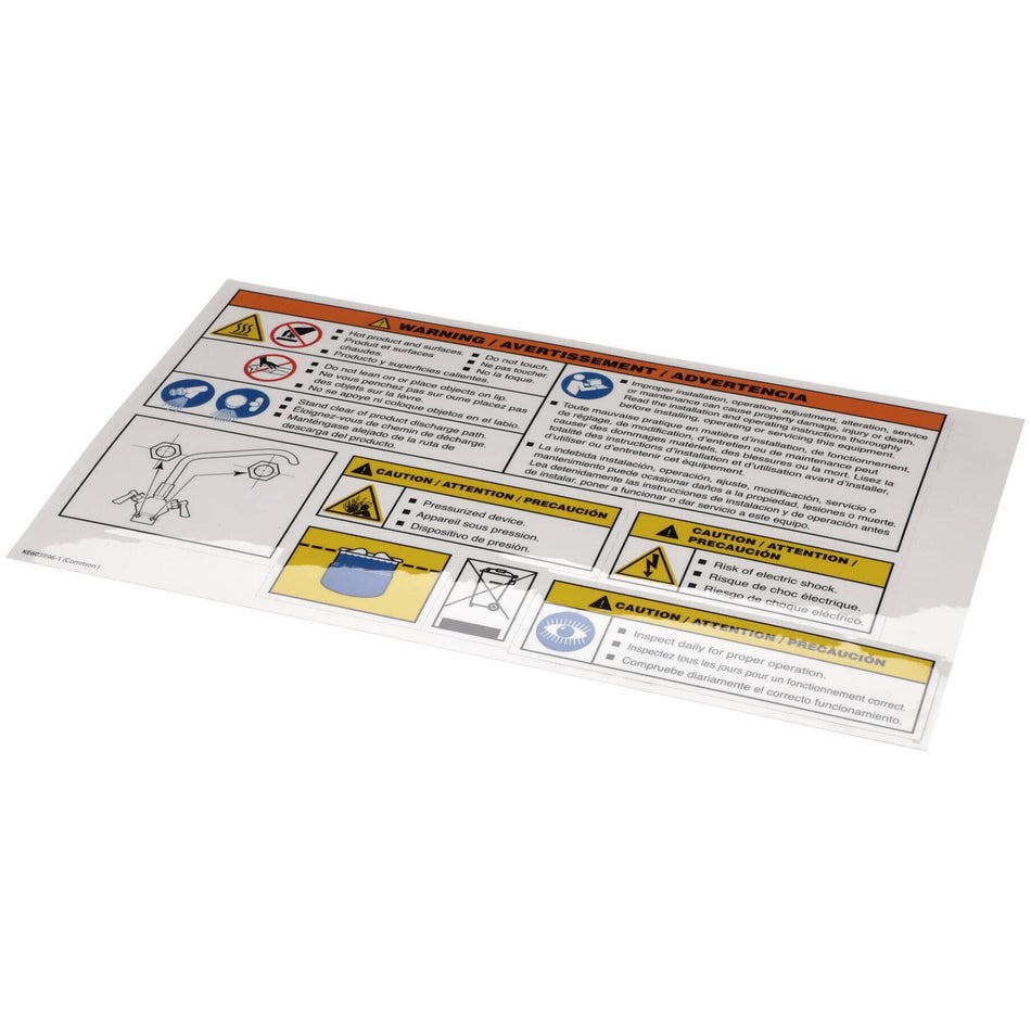 Cleveland KE603996-1 Label SheetGas, Elec, Stm