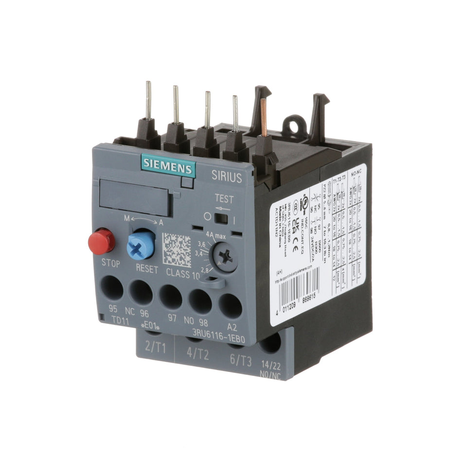 Spaceman Thermal Overload Relay, 110/220 Volt, Siemens, 3Ru6116-1Eb0 (6690) - 3.1.01.02.010
