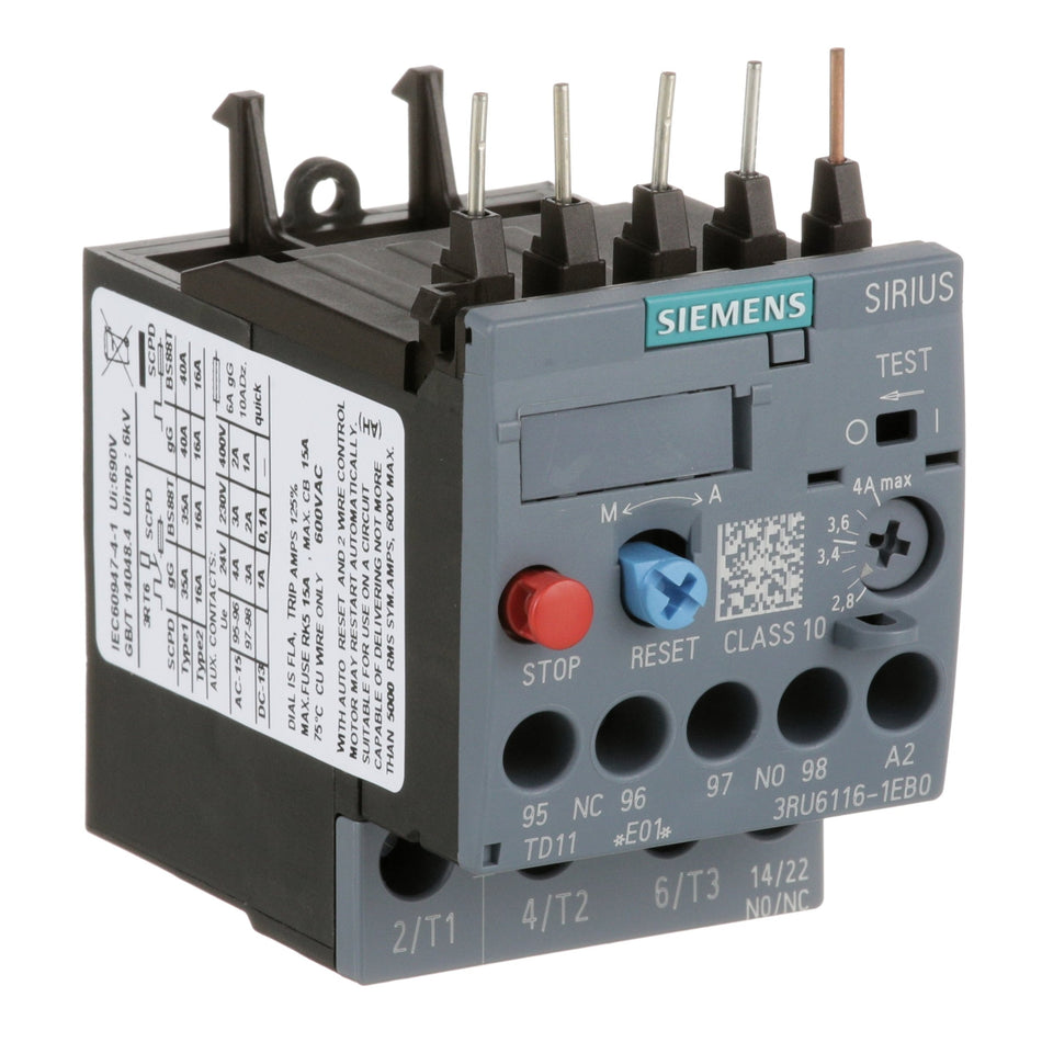 Spaceman Thermal Overload Relay, 110/220 Volt, Siemens, 3Ru6116-1Eb0 (6690) - 3.1.01.02.010