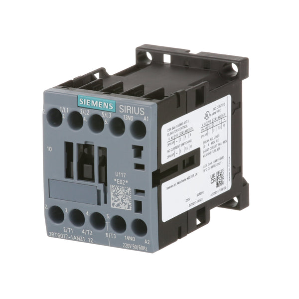 Spaceman Contactor, 3 Pole With Auxillary Contacts, 3Rt6017-1An21 - 220V, 50/60Hz - 3.1.01.01.010