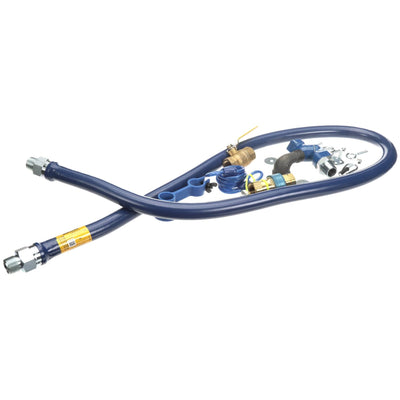 Dormont Gas Hose, Blue, 3/4 in. X 72 in., Snapfast, Swivel Max, Valve & Elbow, Restraining Device