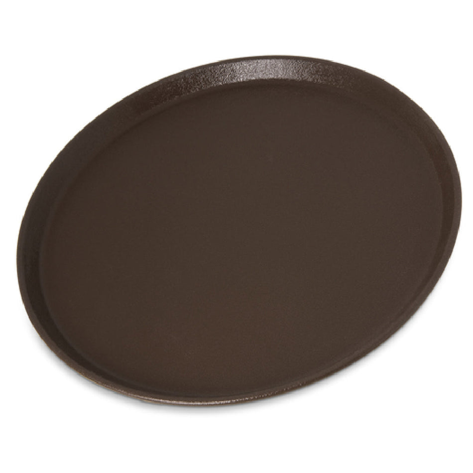 Carlisle 1600GR2076 16 Inch Round Non-Skid Serving Tray Brown Fiberglass