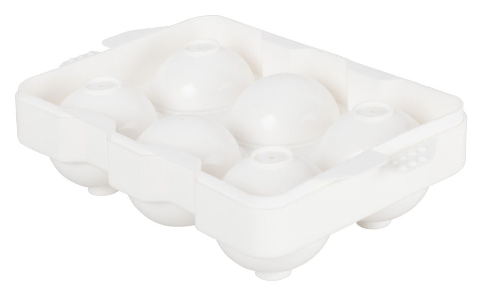 Winco ICCP-6W Ice Cube Tray 2-Piece Producing Spherical 2-Inch Cubes White Polypropylene