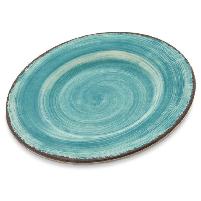 Carlisle 5400215 9 Inch Round Salad Plate Melamine Aqua Swirl Design