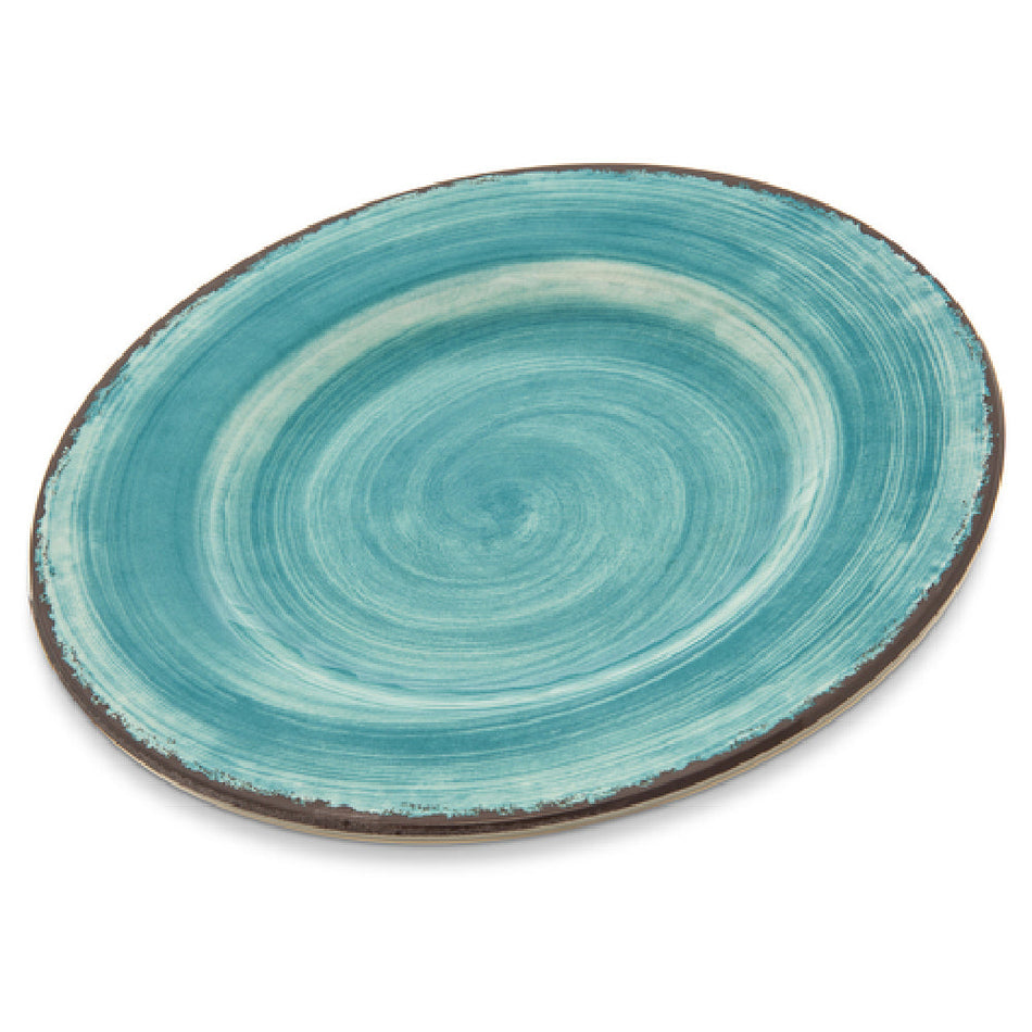 Carlisle 5400215 9 Inch Round Salad Plate Melamine Aqua Swirl Design