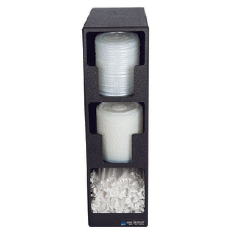Carlisle L2202 5-1/2 Inch Lid and Straw Tower Countertop Black Polystyrene