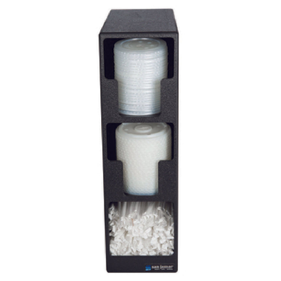 Carlisle L2202 5-1/2 Inch Lid and Straw Tower Countertop Black Polystyrene