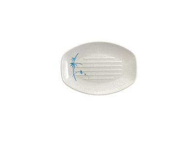 Thunder Group 2308BB 8 Inch Oval Teriyaki Tray Break-resistant Melamine Blue Bamboo