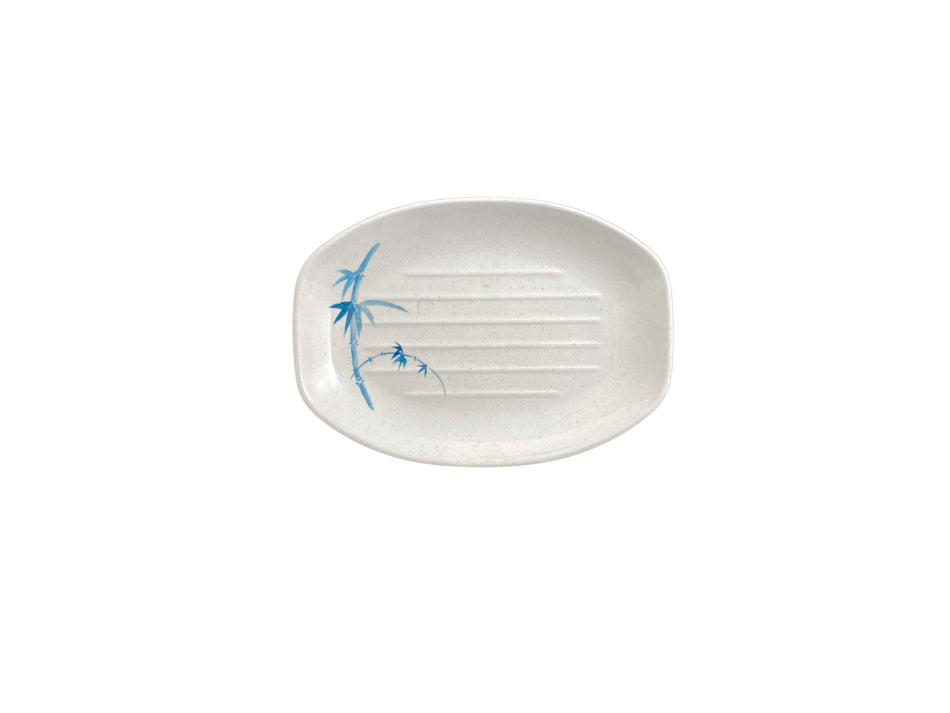 12 Pack 9" x 6-1/2" x 7/8", Teriyaki Tray, Blue Bamboo Dinnerware, Melamine, BPA Free, Dishwasher Safe, Break-Resistant, Shatter-Resistant, No Microwave, No Oven, NSF