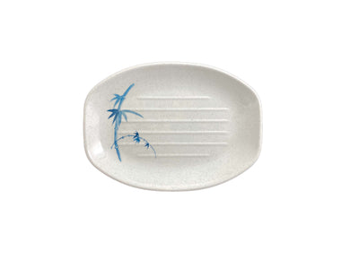 Thunder Group 2311BB 23 Oz Oval Teriyaki Tray Break Resistant Melamine Blue Bamboo