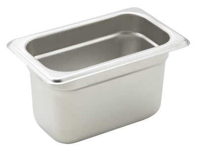 Winco SPJH-904 6-3/4 Inch Steam Table Pan 22 Gauge Stainless Steel with Anti-jamming