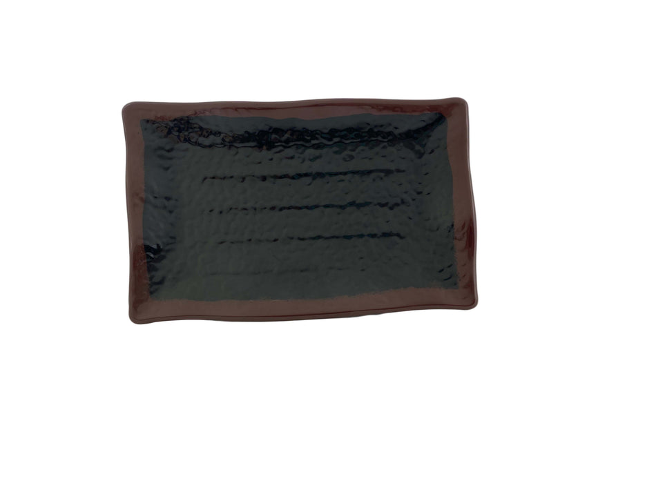 12 Pack 11-1/4" x 7-1/4" x 1", Wavy Rectangular Plate, Tenmoku Dinnerware, Melamine, BPA Free, Dishwasher Safe, Break-Resistant, Shatter-Resistant, No Microwave, No Oven, NSF