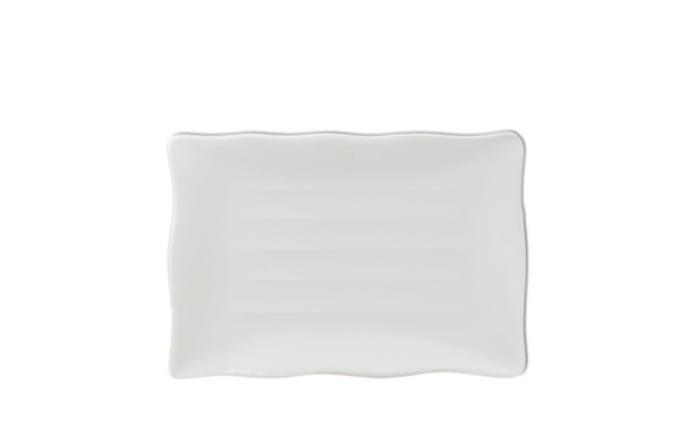 12 Pack 13-1/2" x 9-1/8", 1" Deep, Wavy Rectangular Plate, Classic White Dinnerware, Melamine, BPA Free, Dishwasher Safe, Break-Resistant, Shatter-Resistant, No Microwave, No Oven, NSF