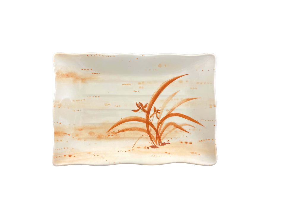 12 Pack 13-1/2" x 9-1/8" x 1-3/8", Wavy Rectangular Plate, Gold Orchid Dinnerware, Melamine, BPA Free, Dishwasher Safe, Break-Resistant, Shatter-Resistant, No Microwave, No Oven, NSF