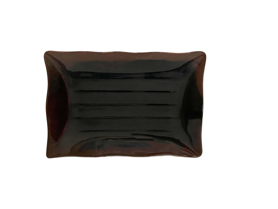 12 Pack 13-1/2" x 9-1/8" x 1-3/8", Wavy Rectangular Plate, Tenmoku Dinnerware, Melamine, BPA Free, Dishwasher Safe, Break-Resistant, Shatter-Resistant, No Microwave, No Oven, NSF