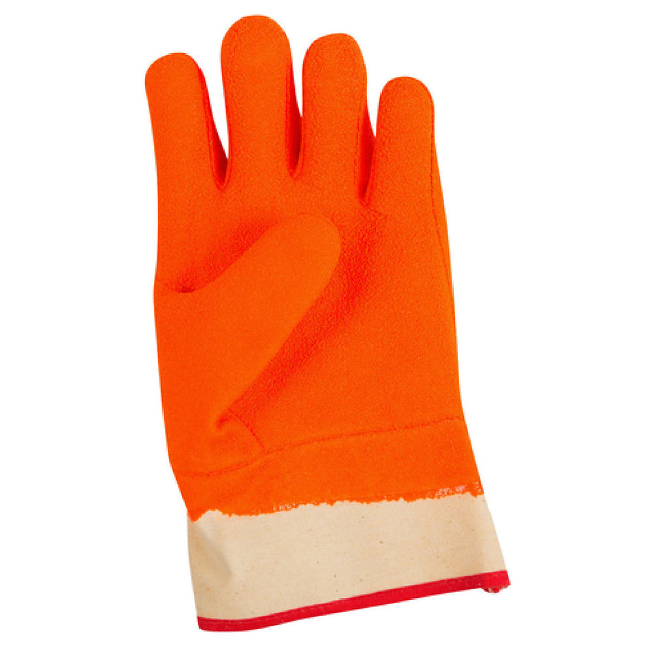 Carlisle FGI-OR One Size Frozen Food Glove PVC Cotton Jersey Liner Orange