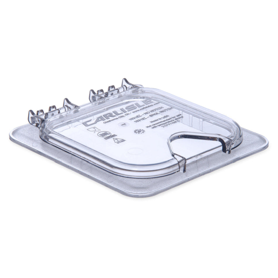 Carlisle 10319Z07 6.88 Inch Notched Hinged Universal Lid for 1/6 Size Food Pan Polycarbonate Clear