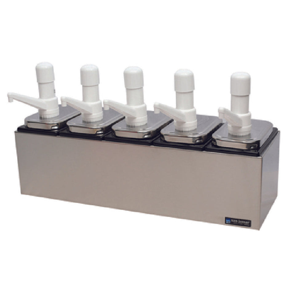 Carlisle P9715 24 Inch Stainless Steel Countertop Condiment Dispenser with 5 Pumps