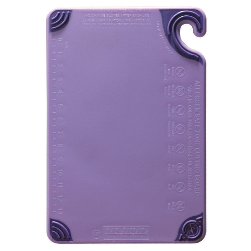 Carlisle CBG6938PR 9 Inch Purple Cutting Board with Food Safety Hook and Ruler