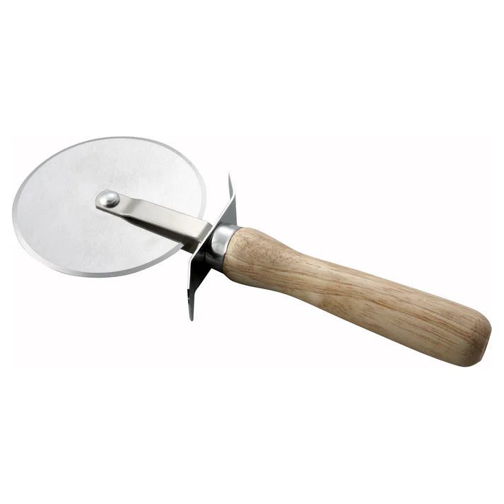 Winco PWC-4 4" Professional Pizza Cutter - Stainless Steel Wheel with Ergonomic Wood Handle