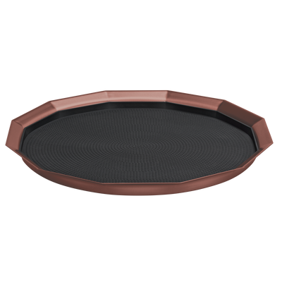 12-Sided 16 in. Large Non-Slip Serving Tray in Rose Gold