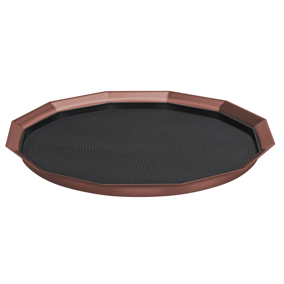 12-Sided 16 in. Large Non-Slip Serving Tray in Rose Gold