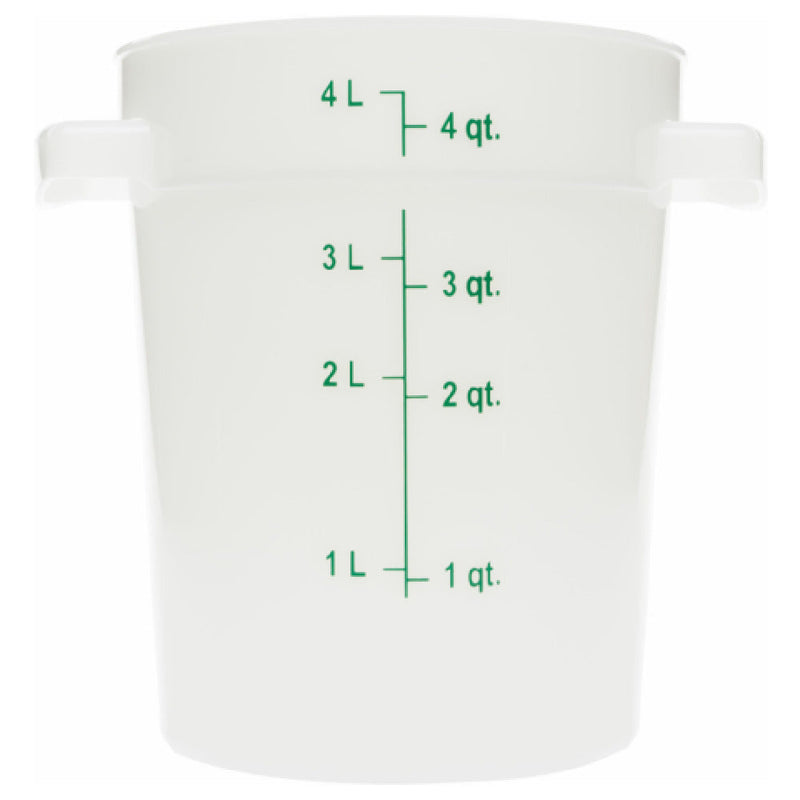 Carlisle 1097402 4 Qt Round Food Storage Container with Handles Polycarbonate White