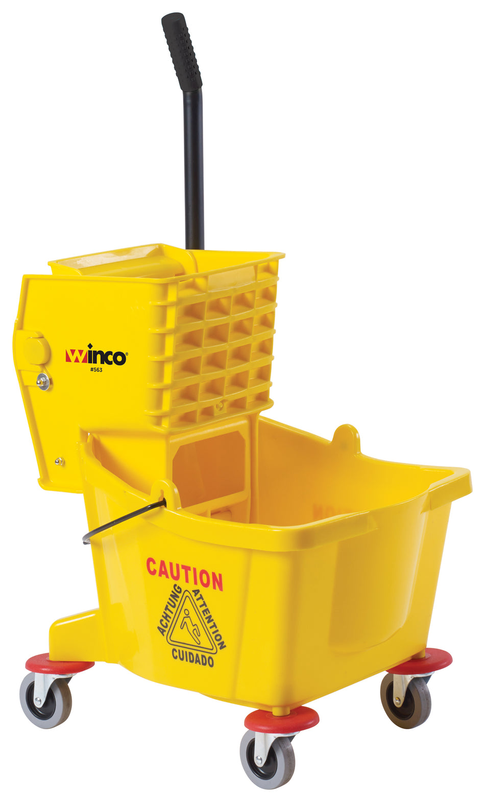 Winco MPB-26 26 Qt Mop Bucket with Side Press Wringer Yellow Polypropylene