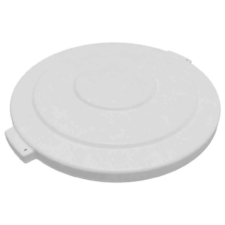 Carlisle 84105602 27 Inch Diameter Waste Bin Trash Container Lid White Polyethylene with Snap Down Tab Locks