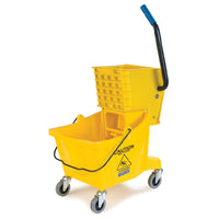 Carlisle 3690804 26 Quart Mop Bucket Combo with Side Press Wringer Yellow Polyethylene